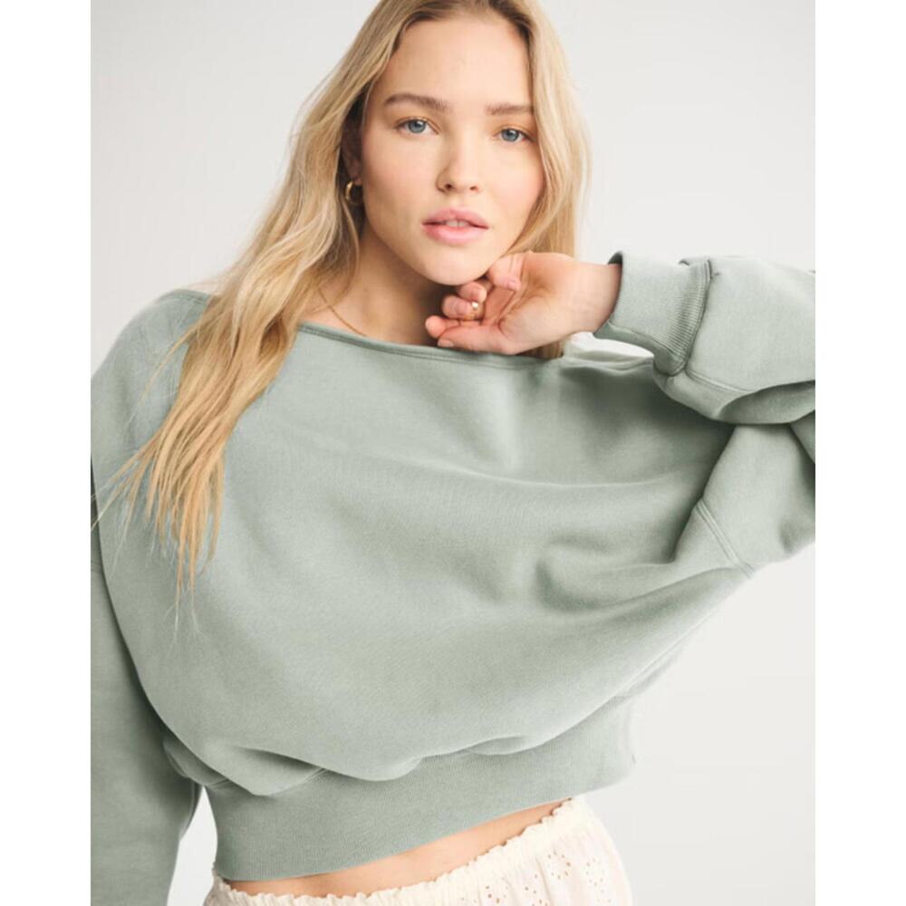Abercrombie Sunday Off Shoulder Sweatshirt Ocean Green XL
